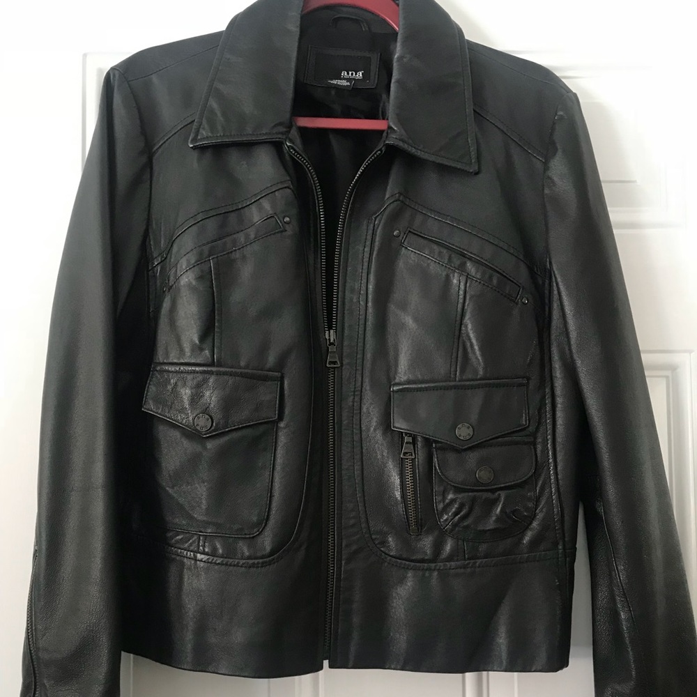 Black leather jacket, size L